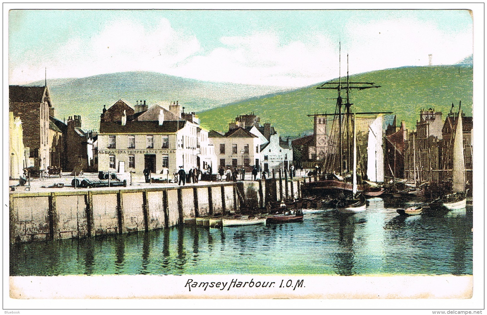 RB 1114 -  Early Hartmann Postcard - Ramsey Harbour &amp; Temperance Hotel - Isle Of Man - Isle Of Man