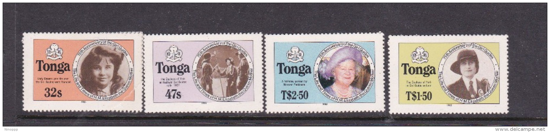 Tonga SG 915-918B 1985 Life And Time Of Queen  Mother Self Adhesive Set MNH - Tonga (1970-...)