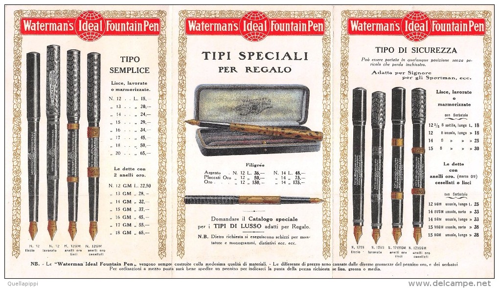 04796 "WATERMAN'S IDEAL FOUNTAIN PEN-L. & C. HARDTMUTH- MILANO-PENNE STILOGRAFICHE-FONDATA 1889" PUBBL. - Pubblicitari