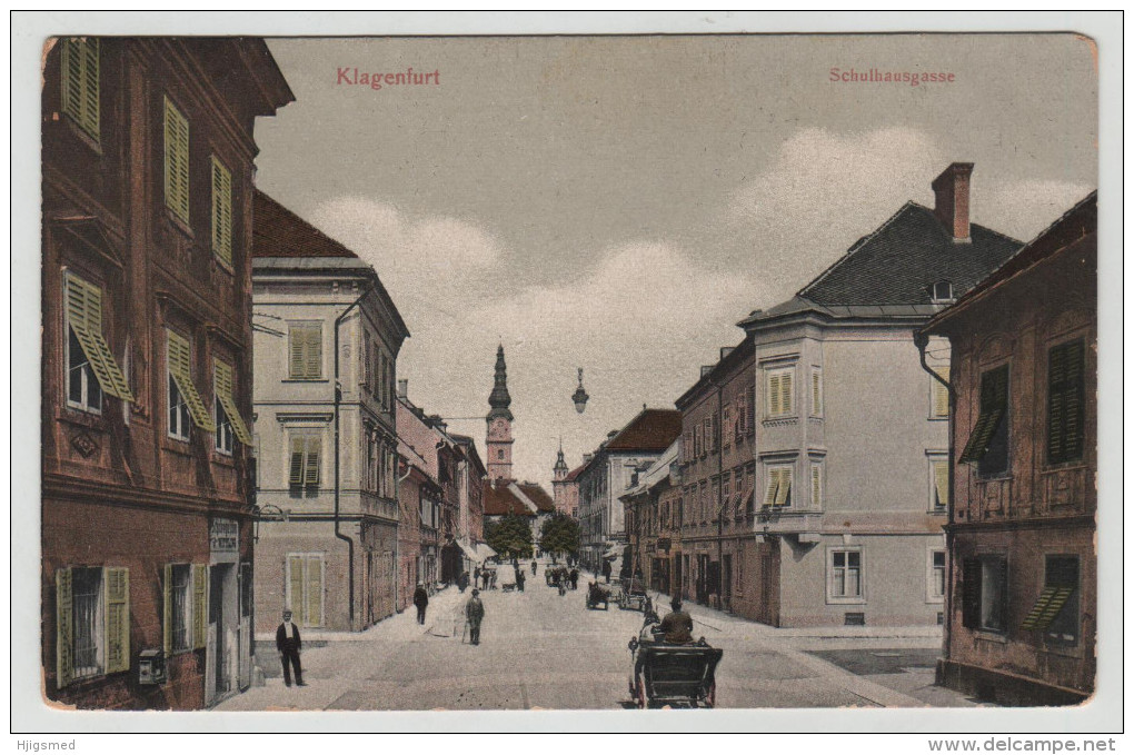 Austro Hungarian Monarchy Austria Klagenfurt Shop Geschäft Schul Haus Gasse Carriage Lamp Post Card Postkarte POSTCARD - Klagenfurt