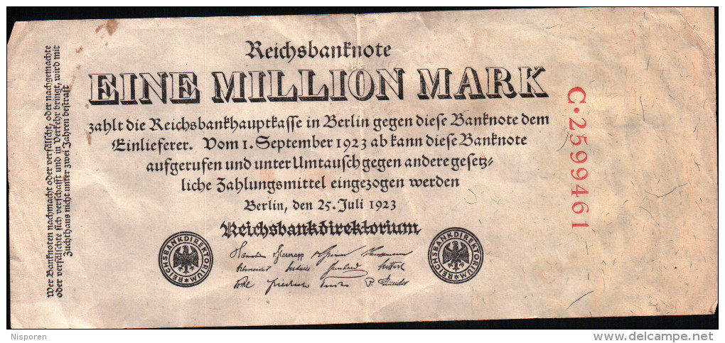 Reichsbanknote - 1 Million Mark - 25.7.1923 -  KM 94 - 1 Million Mark