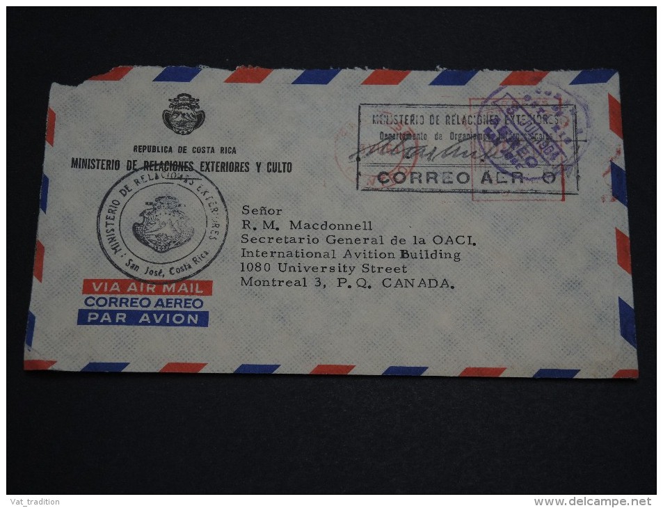 COSTA RICA - Enveloppe En Franchise Pour Le Canada En 1964 - A Voir - L 1477 - Costa Rica