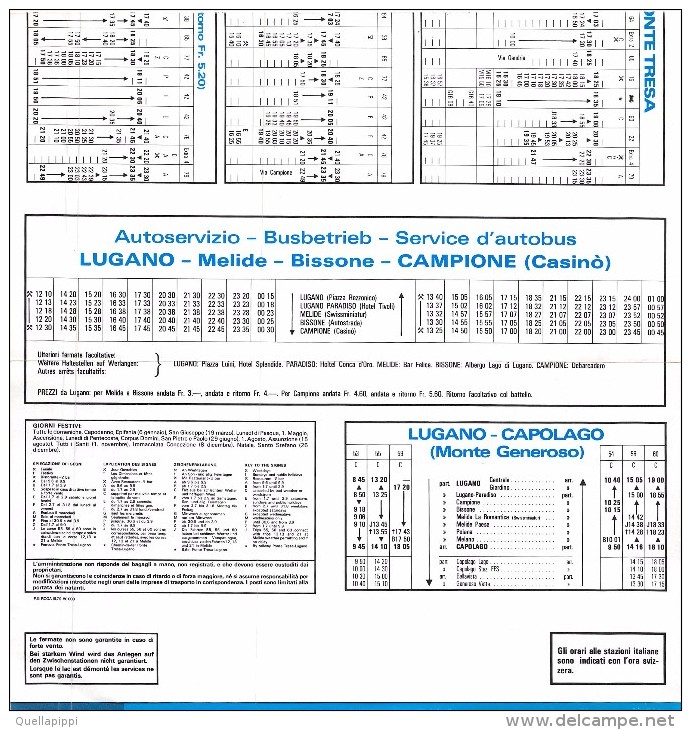 04813 "LAGO DI LUGANO 1979 - ORARIO - TIMETABLE - FAHRPLAN - HORAIRE" PIEGHEVOLE ORIGINALE - Europe