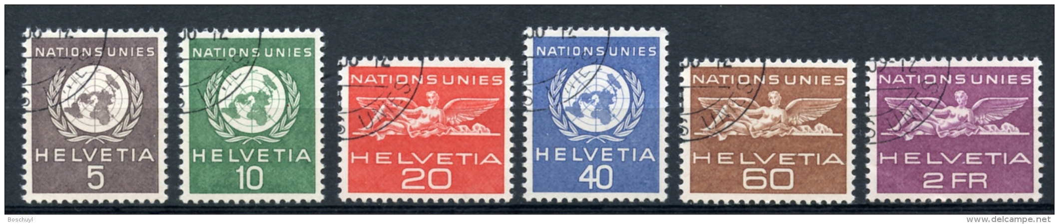 Switzerland, United Nations European Office, Suisse, ONU Office Européen, 1955, Cancelled, Michel 22-27 - Service