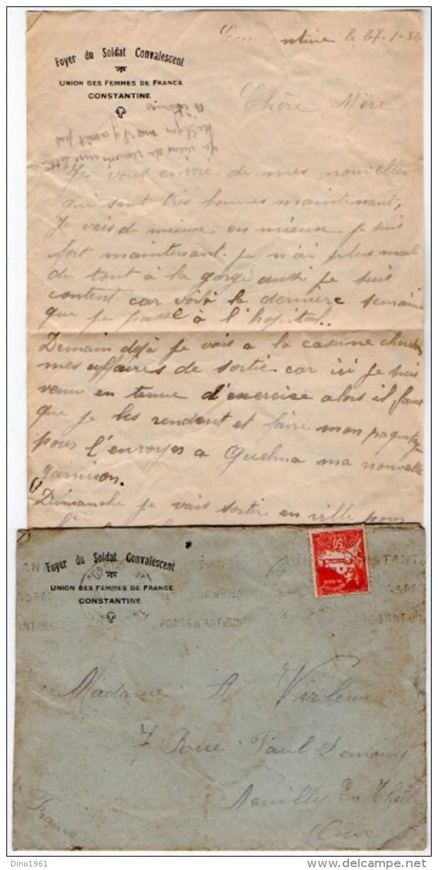 VP5377 - MILITARIA - Lettre En Franchise Militaire - Soldat P. BERGERON Au 7ème Rgt Tirailleurs Algériens à CONSTANTINE - Documenti