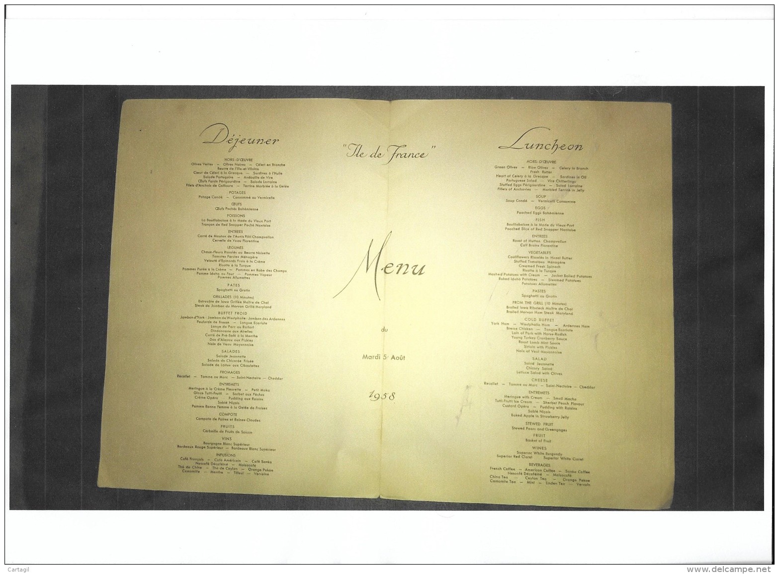 AC - Carte Menu " Frère Jacques"  De Paquebot De Croisière   ( Détail Et Défauts 2 Scans) - Menükarten