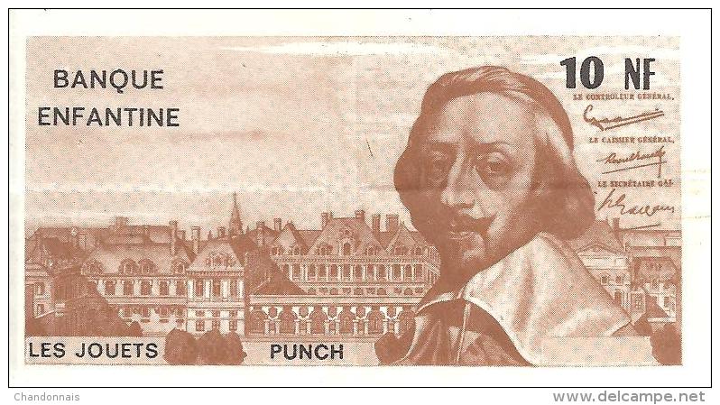 (L113) Lot De 3 Billets Banque Enfantine Jouets Punch (5, 10 Et 50 NF) Jeu Victor Hugo Richelieu Henri IV - Specimen