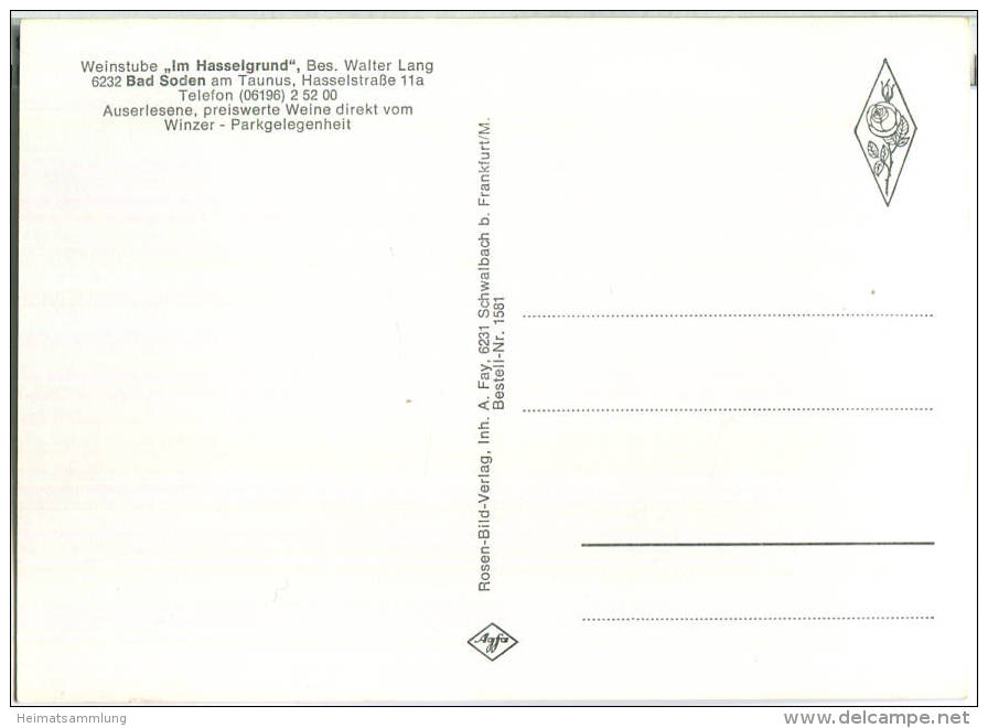 65812 Bad Soden - Weinstube Im Hasselgrund - Ansichtskarte Großformat - Verlag A. Fay Schwalbach - Bad Soden