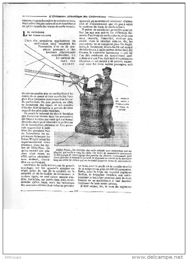 De 1914 - L'UTILISATION SCIENTIQUE DES CERFS-VOLANTS - 5 Pages - - Advertising