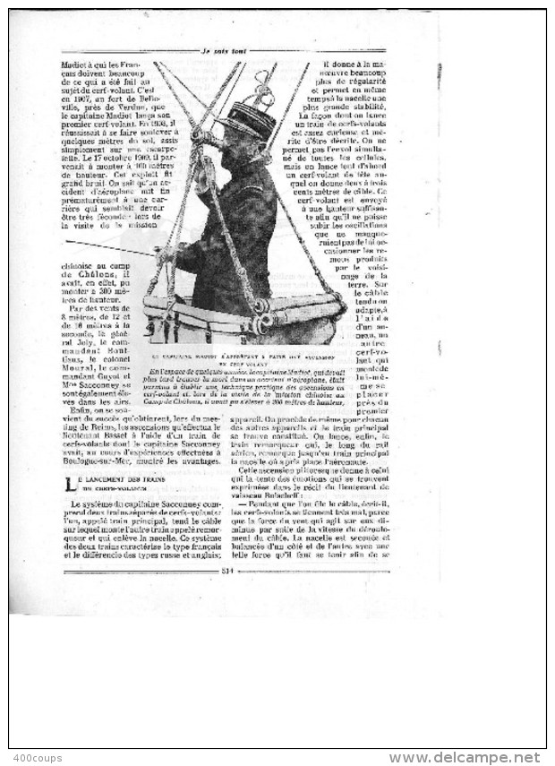 De 1914 - L'UTILISATION SCIENTIQUE DES CERFS-VOLANTS - 5 Pages - - Advertising