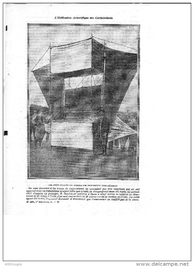 De 1914 - L'UTILISATION SCIENTIQUE DES CERFS-VOLANTS - 5 Pages - - Advertising