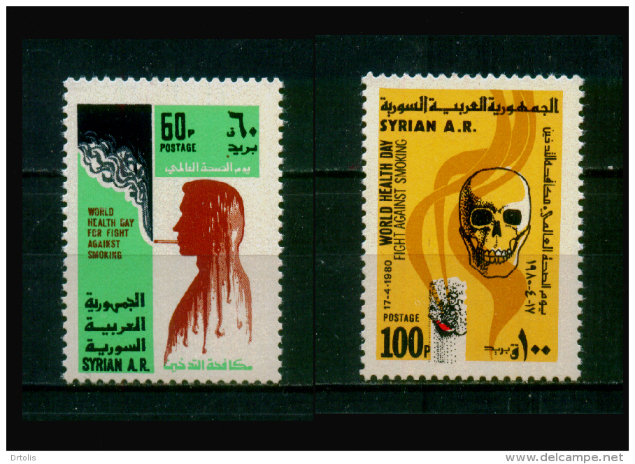 SYRIA / 1980 / WORLD HEALTH  DAY / ANTI-SMOKING CAMPAIGN / SKULL / CIGARETTES / MEDICINE / DEATH / MNH / VF - Siria