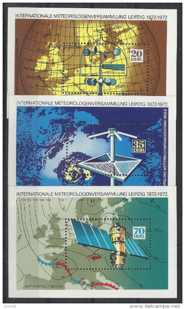 Germany (DDR) 1972 100 Jahre Meteorologen-Versammulungen (**) MNH  Mi.1745-1747 (block 34-36) - Otros & Sin Clasificación