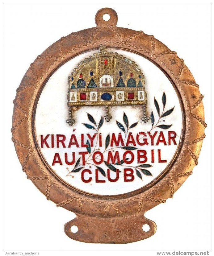 ~1930. 'Királyi Magyar Automobil Club' Zománcozott Br Autójelvény (102x84mm) T:2 - Zonder Classificatie