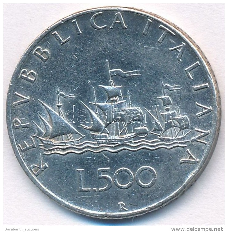 Olaszország 1958R 500L Ag 'Kolumbusz Hajói' T:2 Italy 1958R 500 Lire Ag 'Columbus' Ships' C:XF - Zonder Classificatie