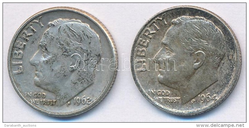 Amerikai Egyesült Államok 1962-1964. 1D Ag 'Roosevelt' (2xklf) T:2 Patina
USA 1962-1964. 1 Dime Ag... - Non Classificati