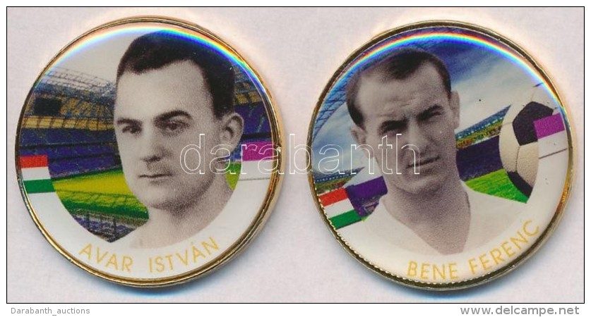 1992-2016. 50Ft Cu-Ni Aranyozott, Festett Multicolor érem (2x) 'A Magyar Foci Legendái' Sorozat: Avar... - Non Classificati