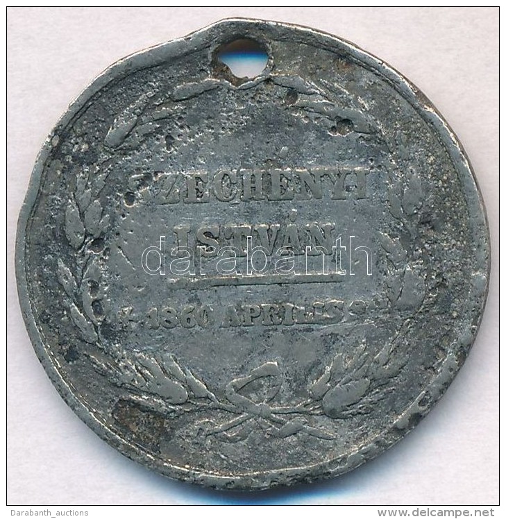 1860. 'Széchenyi István - 1860 április' ón Halotti Emlékérem (29mm) T:3-... - Zonder Classificatie