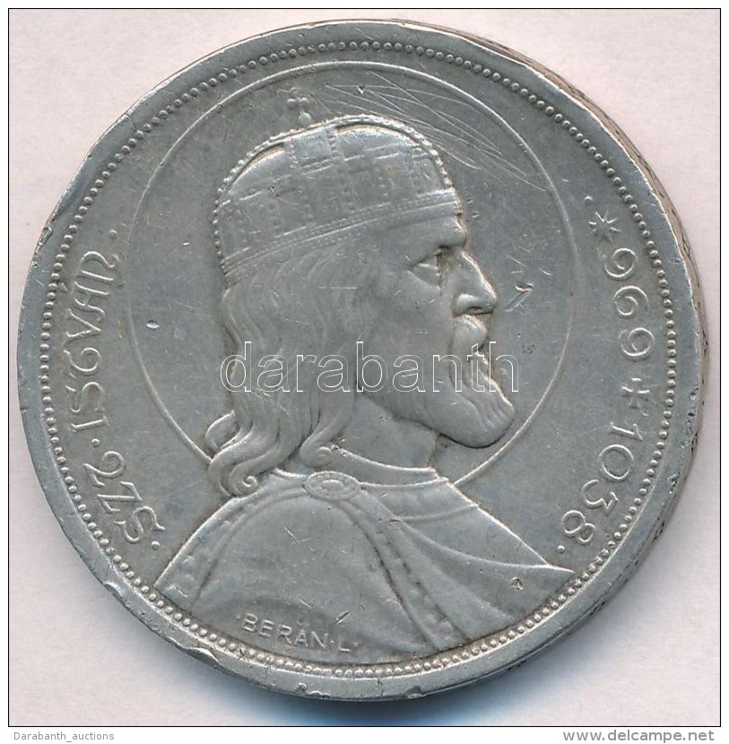 1938. 5P Ag 'Szent István' T:2- Ph., Karc - Non Classificati