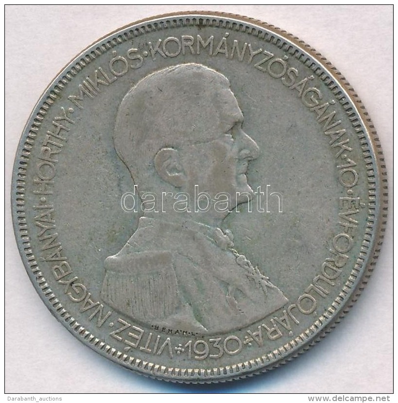 1930. 5P Ag 'Horthy Jobbra' T:3 Kis Ph. - Zonder Classificatie