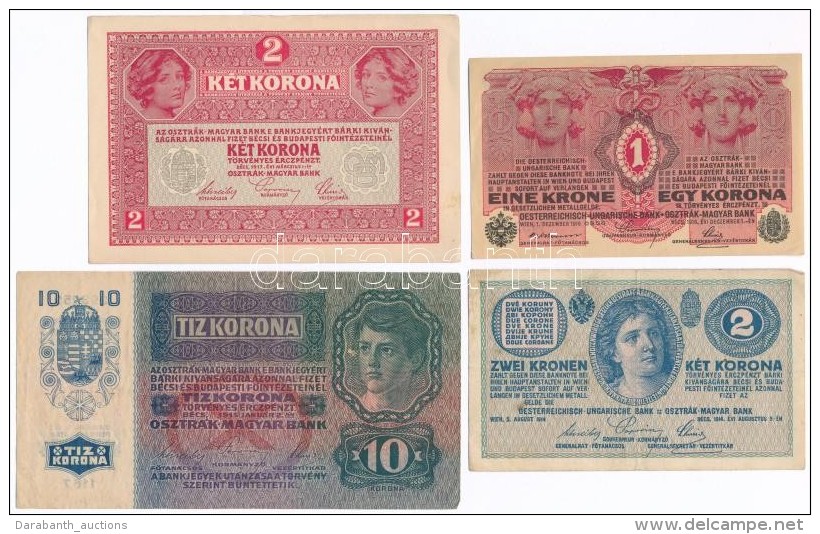 1902-1917. 9db-os Vegyes Magyar Korona Bankjegy Tétel T:I--III- - Non Classificati