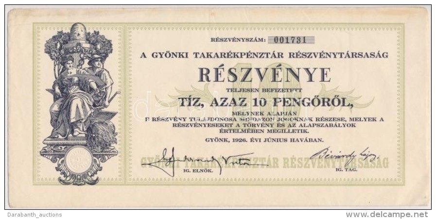 Gyönk 1926. 'A Gyönki Takarékpénztár Részvénytársaság'... - Zonder Classificatie