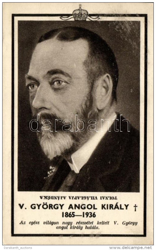 ** T2 1936 V. György Király Gyászlap / George V Obituary Postcard - Non Classés