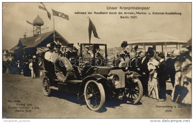 * T2/T3 1907 Unser Kronprinzenpaar Während Der Rundfahrt Durch Die Armee-, Marine- Und Kolonial-Ausstellung.... - Zonder Classificatie