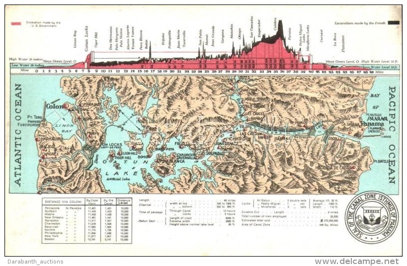 ** T2/T3 Pacific Ocean And Atlantic Ocean, Map; Seal Of The Canal Zone Isthimus Of Panama, Emb. (EK) - Non Classificati