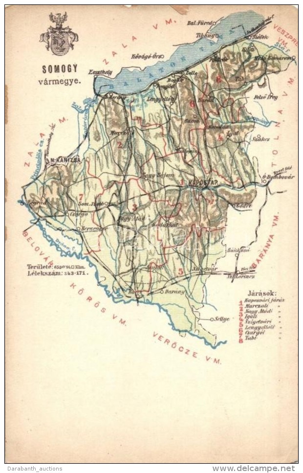 ** T4 Somogy Vármegye Térképe, Károlyi Gy. Kiadása / Map Of Somogy County (EM) - Zonder Classificatie