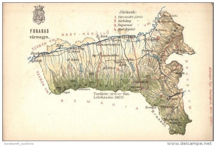 ** T4 Fogaras Vármegye Térképe, Károlyi Gy. Kiadása / Map Of Fogaras County (EM) - Non Classificati