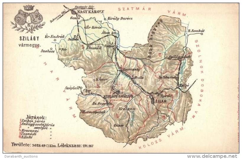 ** T4 Szilágy Vármegye Térképe, Károlyi Gy. Kiadása / Map Of... - Zonder Classificatie