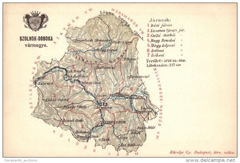 ** T4 Szolnok-Doboka Vármegye Térképe, Károlyi Gy. Kiadása / Map Of... - Non Classificati