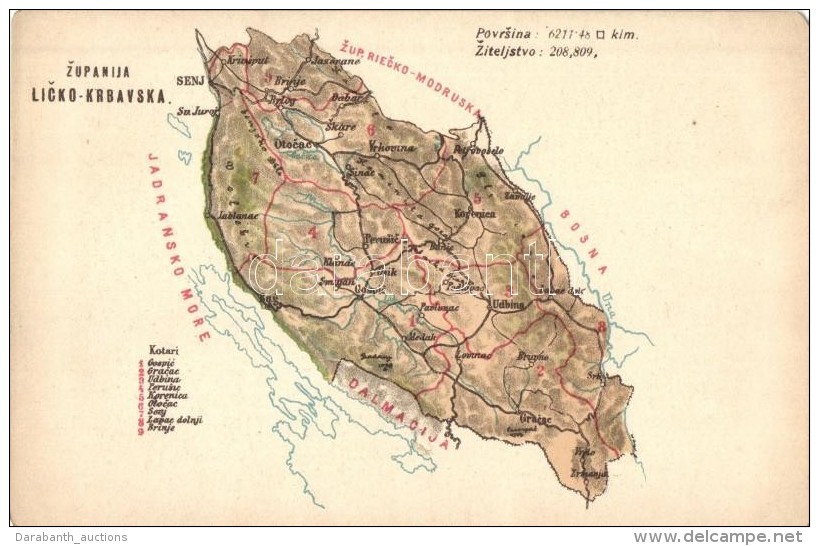 ** T4 Zupanija Licko-Krbavska / Map Of Lika-Krbava County (EM) - Zonder Classificatie