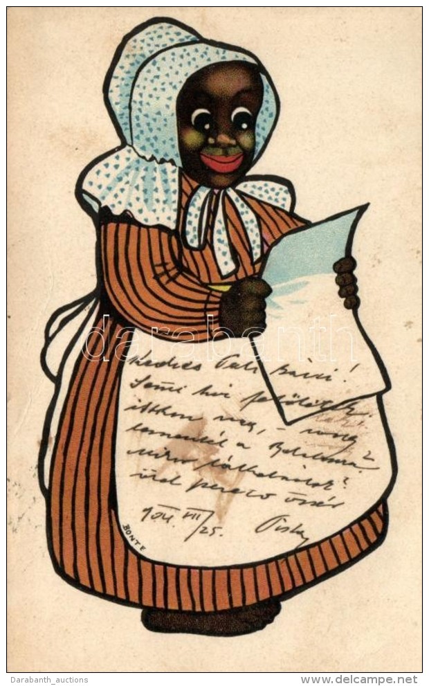 T2/T3 Black Woman; Original Art Postcard S: Bonte - Zonder Classificatie