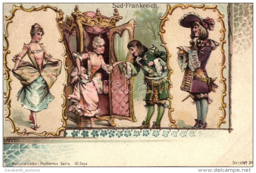 ** T2 Süd-Frankreich / South France, Folklore; Nationalitäten-Postkarten Serie Dess. No. 34. Litho - Zonder Classificatie