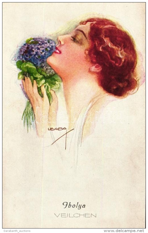 ** T1/T2 'Ibolya / Veilchen' Art Deco Postcard P.F.B. 3986/4 S: Usabal - Zonder Classificatie