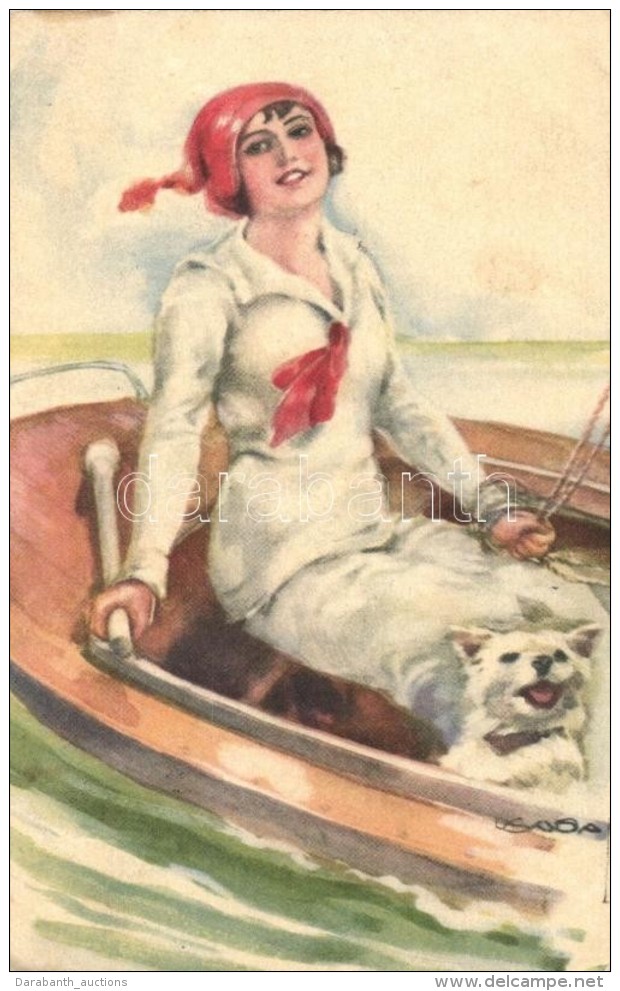T2/T3 Italian Art Postcard, Lady In A Boat, W.S.S.B. Serie 4688. S: Usabal (EK) - Non Classificati