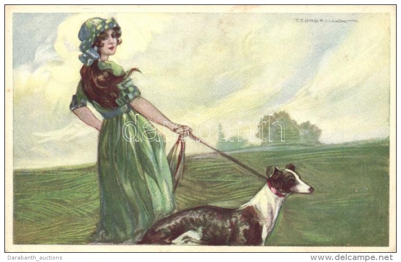 * T1/T2 Lady, Dog; Art Deco Italian Art Postcard, Anna &amp; Gasparini 464-2 S: T. Corbella - Non Classificati