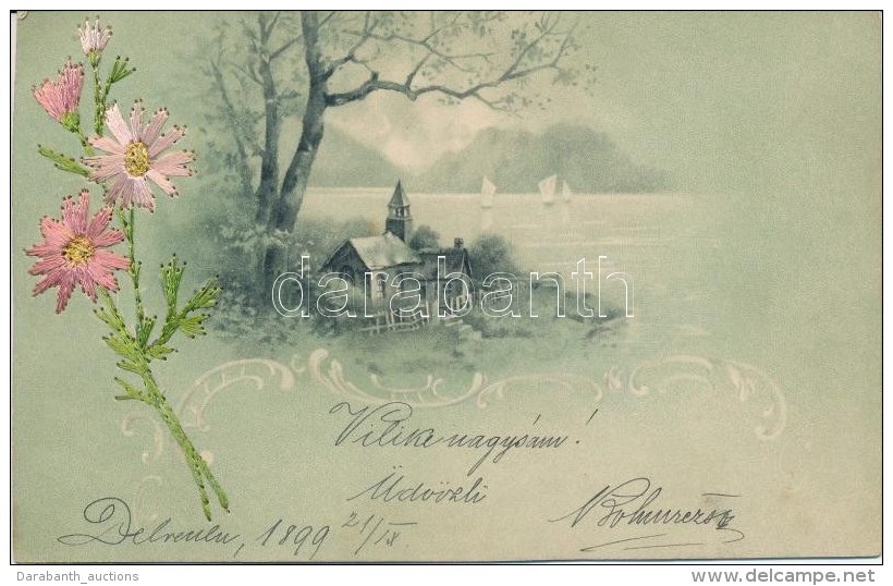 T2 1899 Floral Silk And Litho Postcard - Non Classificati