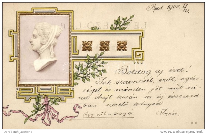 T2 Antique Art Postcard With Litho Lady Portrait (fa) - Non Classificati