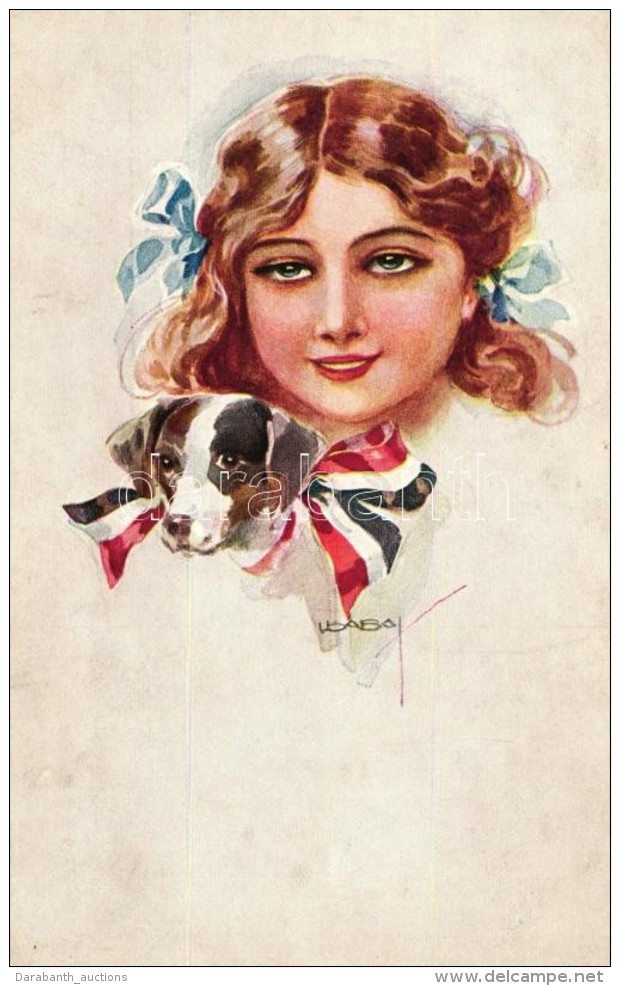 T2 Girl And Puppy, Art Deco Postcard PFB No. 3968/6. S: Usabal - Non Classificati