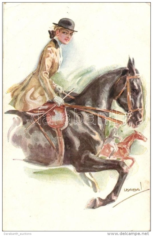 ** T2/T3 Jockey Lady, Italian Art Postcard, Erkal No. 320/4 S: Usabal (EK) - Non Classificati