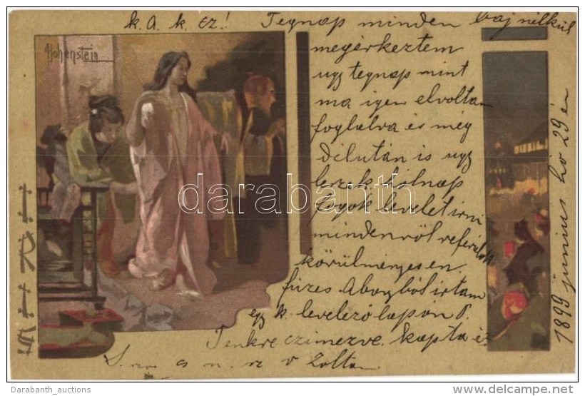 * T2/T3 1899 'Iris' Japanese Geishas Art Postcard, Folklore, G. Ricordi &amp; C. Litho S: Hohenstein - Zonder Classificatie