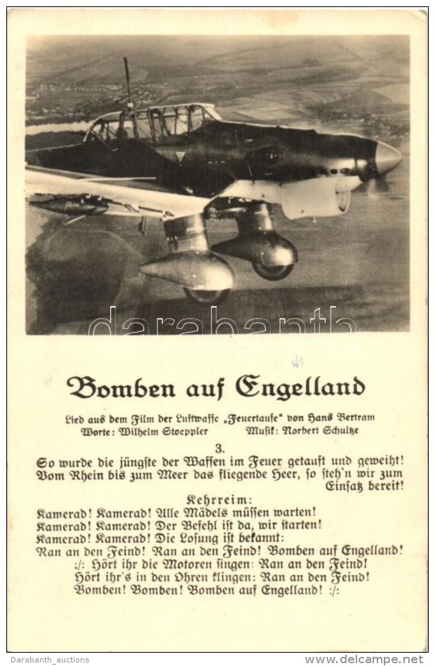 ** T2/T3 Bomben Auf Engelland / WWII German Military Propaganda, Aircraft, Song From The Film Feuertaufe By Hans... - Non Classificati