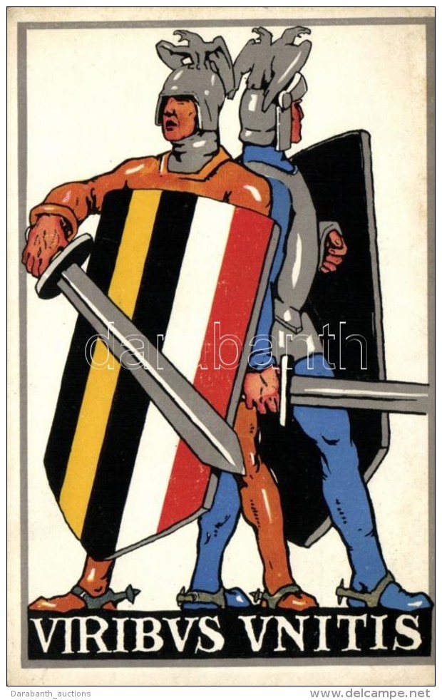 ** T1/T2 Viribus Unitis; Künstler-Kriegspostkarte Nr. 11.  M. Schulz Prag, 1914 / Alliance Propaganda - Zonder Classificatie