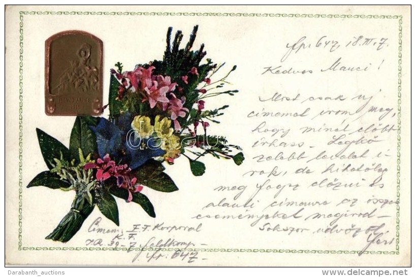 T2 1915 Isonzo Armee / WWI Military Memorial Card, Floral Emb. - Zonder Classificatie