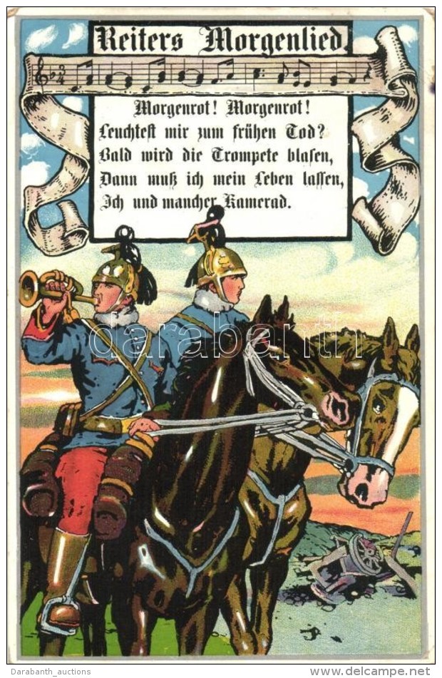 T2/T3 Reites Morgenlied / WWI German Military Song, Cavalrymen, Künstler-Kriegspostkarten Mappe 12695. Litho... - Zonder Classificatie