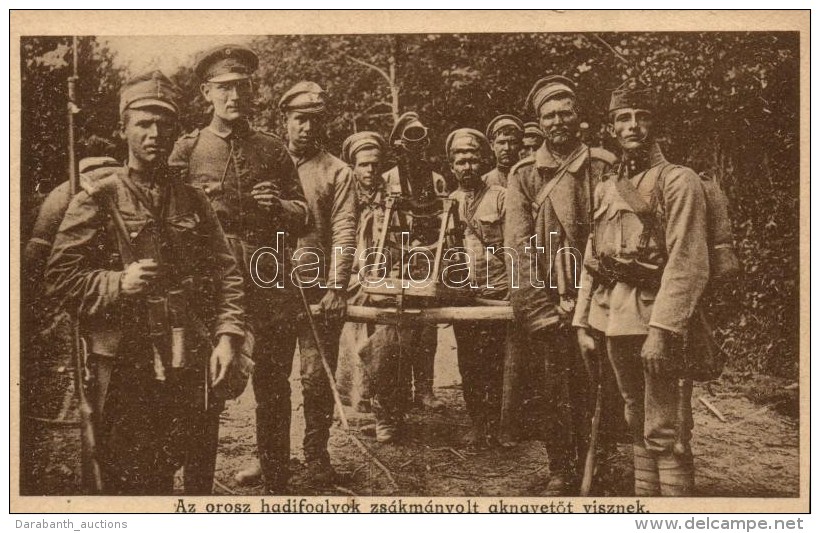 ** T1/T2 Az Orosz Hadifoglyok Zsákmányolt AknavetÅ‘t Visznek / Russian Soldiers With A Captured... - Zonder Classificatie