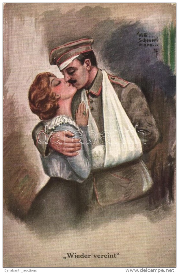 T3 'Wieder Vereint' / 'Together Again', Injured German Soldier Kissing His Wife, 'KuK Schlachtviehdepotsektion... - Non Classificati